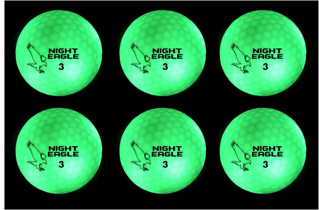 Night Eagle CV LED Golf Balls - Light Activated - No Timer - 6 Pack (Green)