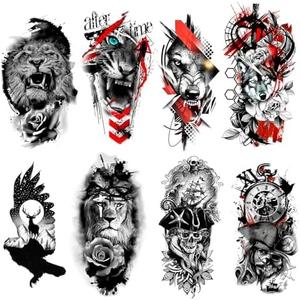 Pack of 3 Temporary Tattoo Sleeve for Adults, Lion Design, Waterproof Fake Tattoo, Realistic Animal Motif Temporary Stickers