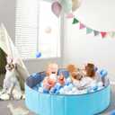 Hikiddy Foldable Ball Pit for Dogs, 31.5 Inch Ball Pits for Babies Toddlers Round, Kiddie Baby Playpen Ball Pool, Idea Toy Gift for Babies-Balls NOT Included (Light Blue)
