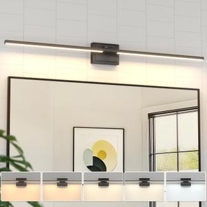 VOLISUN Bathroom Vanity Light 48 inch, 5CCT Dimmable, 40W LED Bathroom Light Fixture Over Mirror, Black Bar Vanity Lights for Bathrooms Mirror Cabinets