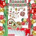 LFSTGN 331 Pcs Christmas Decorations Indoor, Party Decor Supplies - "MERRY CHRISTMAS" Banner, Fringe Curtain, Swirls, Balloon, Photo Props, Tableware with Christmas for 25 Guests