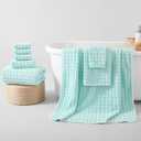 REDKISS 8-Piece Soft Bath Towel Sets, Extra Large 2 Bath Sheet (3570 in), 2 Hand Towel, 4 Washcloth, Microfiber Quick Dry & Absorbent, Aqua Towels for Bathroom
