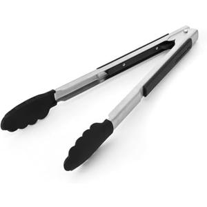 KitchenAid Silicone Tipped Side Locking Tongs, Black, 12 Inch