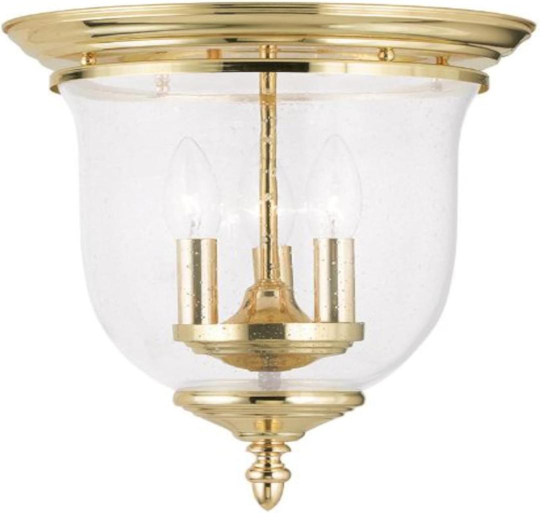 Livex Lighting 5024-02 Legacy 3-Light Ceiling Mount, Polished Brass