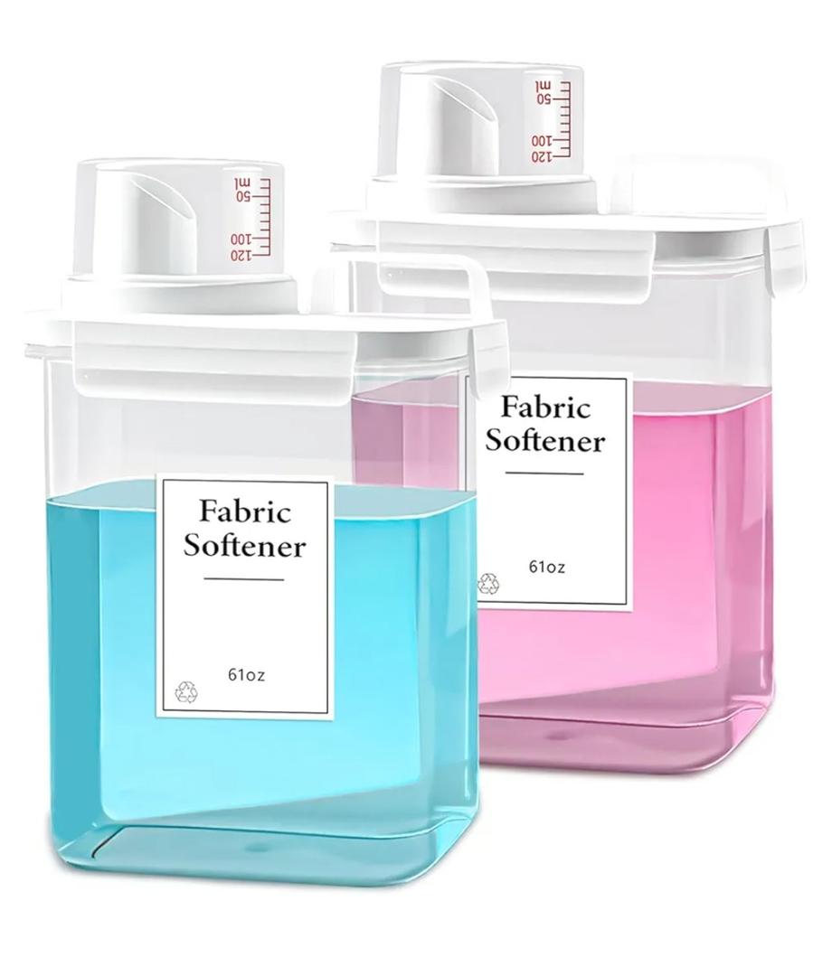 2 Pack Laundry Detergent Dispenser, 61oz Detergent Dispenser, Refluxable Laundry Detergent Container, Plastic Liquid Laundry Detergent Dispenser for Laundry Room Organization with 6 Labels