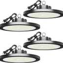 350W High Bay Lights, 52500LM Super Bright UFO LED High Bay Light Plug & Play Industrial Grade UFO LED High Bay Lights, 100-277V for Modern Warehouse, Project & Engineering Use 4 pack