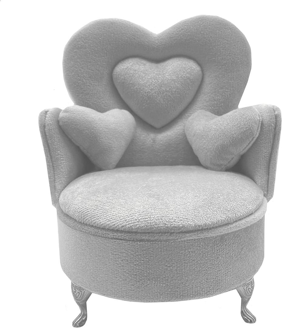 Openable Sofa Jewelry Box Couch Jewelry Box,Miniature Sofa Velvet Chair Earrings Necklace Bracelet Storage Box, Gift for Girls and Women Jewelry Box(Gray)