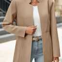 Cicy Bell Womens Business Casual Blazer Long Sleeve Open Front Notch Stand Collar Blazer Work Office Jacket Suit (Beige, S)