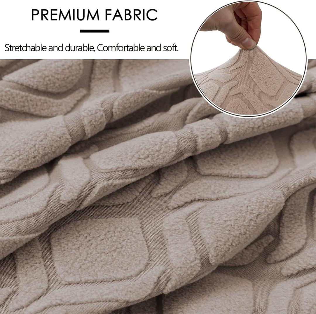 Jacquard Large Dining Chair Covers,  High Back Dining Chair Covers Stretch Removable Washable for Dining Room Kitchen Banquet(Beige, 4PCS) 14x14 inch