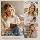 MAYSUNGLASS Oversized Aviator Progressive Multifocal Reading Glasses Women Men +2.5 - Blue Light Lenses, Metal Frame,UV400 - Eyeglasses with Clear Vision