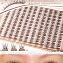 Brown Lash Clusters Kit 8-12MM Natural Cluster Eyelash Extensions Kit Wispy Cluster Lashes Dark Brown Individual Lashes C Curve Eyelash Clusters Short 144Pcs Pestaas Postizas Marrn
