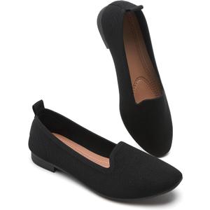 BABUDOG Women's Sparkly Flats Shoes Shiny Mesh Loafers Shoes Soft Memory Foam Flats (10, Full Black)