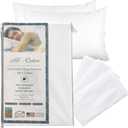 National Allergy Premium 100% Cotton Zippered Pillow Protector - Standard Size - White - 2 Pack - 300 Thread Count - Hypoallergenic Bed Pillowcase with Zipper - Breathable Encasement Cover