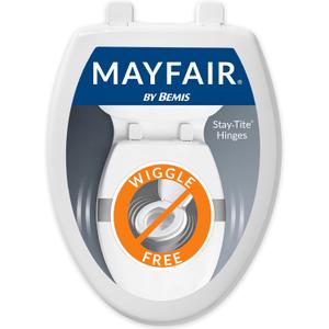 Mayfair Caswell Modern Slow Close Toilet Seat, Durable Plastic, Elongated, White