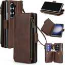 ASAPDOS for Samsung Galaxy Z Fold 6 Wallet Case with S Pen Holder,PU Leather Strap Wristlet Flip Case with Magnetic Closure[S-Pen Fully Compatible],Card Holder[RFID Blocking] and Kickstand Coffee