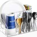 Utensil Silverware Caddy for Party Acrylic Paper Plate Dispenser Holders Countertop Organizer Buffet Caddy for Plastic Plates Napkins Cup Flatware Cutlery Hosting Entertaining Essentials for Picnic