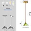 Kulukulu Retro Style Pendant Light, Mid Century Smoked Glass Ceiling Hanging Lamp, Vintage Hand Blown Fixture for Bedroom Dining Room, Kitchen Island - Flower, Green, Small, 1 Pack