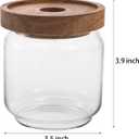 Bekith 4 Pack 15 FL OZ (450ml) Glass Food Storage Jar with Acacia Lids, Airtight Sealed Clear Glass Canisters, Kitchen Food Storage Container for Serving Tea, Coffee Beans, Nuts, Spice, Sugar