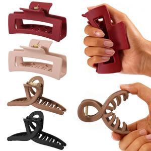4 PCS Cloud Claw Clips for Women, Unsnappable Flexible Soft Clips, Strong Hold Hair Claws  Nonslip & Durable Rectangle, Cozy Hair Clip for Thick Curly Hair, AllDay Comfort, Valentine's Day Gift