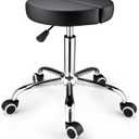 Round Rolling Stool with Wheels Height Adjustable Swivel Stool Chair for Shop Office Salon Massage Spa (Black)