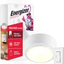 Energizer LED Ceiling Light Fixture, Battery Operated, Wireless Wall Switch Remote, 200 Lumens, Ceiling Light No Electricity, Perfect for Closets, Laundry Room, Garage, and More, 47485-T2