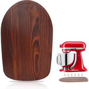 Mixer Slider Compatible with 4.5-5 QT Kitchen Aid Stand Mixers, Kitchen Countertop Storage Mover Sliding Caddy Mixer Slider Mat for Kitchen Aid Stand Mixer Accessories Attachment (Pine Wood - Brown)