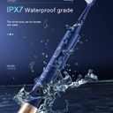 IPX7 Waterproof Sonicare Electric Toothbrush, 2-Hour Fast Charge with Intelligent Time Reminder, 5 Modes, 8 Brush Heads, Travel, Indoor, Outdoor, Blue