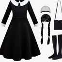 Costume Girls with Wig Socks Kids Toddler Black Family Dress Halloween Cosplay Outfits Amazon's Choice, 140