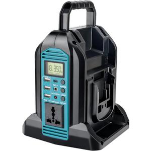 2-Ports 350W Power Inverter for Makita 18v Battery, Portable DC 18V to AC 110-120V Outdoor Generators Converter with USB-A & Type-C Port,300LM LED Light for Camping Emergency