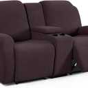 TAOCOCO Recliner Loveseat Cover with Middle Console Sofa slipcover, Stretch Reclining Sofa Covers for 2 Seat Reclining Couch, Jacquard Pattern Soft Loveseat Slipcover Furniture Protector, Chocolate (2 Seat with Console)
