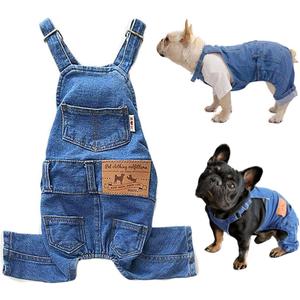 Dog Shirts Clothes Denim Overalls, Pet Jeans Onesies Apparel, Puppy Jean Jacket Sling Jumpsuit Costumes, Fashion Comfortable Blue Pants Clothing for Small Medium Dogs Cats Boy Girl (Blue, XX-Large)