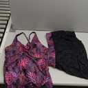 Womens Tankini Bathing Suits with Skirt Two Piece Tummy Control Swimsuits Ladies Swimwear (XX-Large, Purple Leaf)