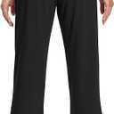 TARSE Women's Capri Yoga Pants Loose Soft Drawstring Workout Sweatpants Causal Lounge Pants with Pockets (Black, XXL)