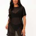 MakeMeChic Women's Swimsuit Cover Ups Beach Swimwear See Through Sheer Mesh Dress