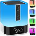 Night Light Bluetooth Speaker Alarm Clock, Upgraded Touch Bedside Lamp for Bedroom, Dimmable Warm Light, 48 RGB Color Changing, Sound Machine with White Noise, Best Gifts for Teenage Boys Girls