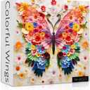 Butterfly Puzzles for Adults 1000 Pieces, Challenging Colorful Flower Butterflies Puzzles with Paper Art, Difficult Animal Plant Jigsaw Puzzles for Adults