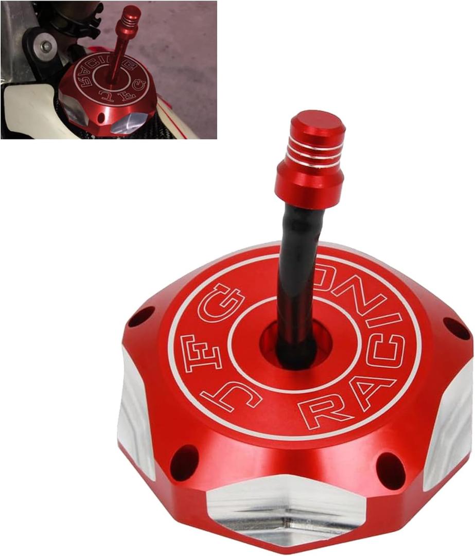 JFG RACING ATV Gas Cap,CNC Fuel Tank Billet Cover for TRX90 93-17/TRX250 97-17/TRX250EX 01-07/TRX350 00-06/TRX400 04-07/TRX450 98-04/TRX500 01-14/TRX650 03-05/TRX680 06-17 - Red