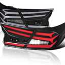 Spec-D Tuning Black LED Sequential Tail Lights w/White Light Bars and Startup Animation Compatible with 2018-2022 Honda Accord 4Dr Sedan, Left + Right Pair Assembly