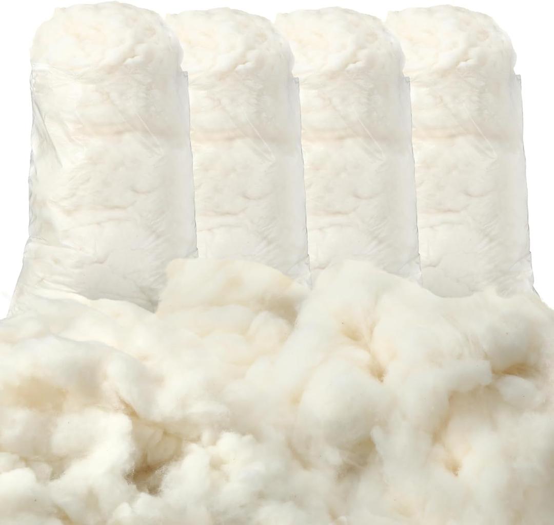 Wesnoy 2000g/4.4lb Cotton Stuffing for Stuffed Animals Soft Pillow, Natural Cotton Fiber Filling Batting, for Toys, Cloud Decorations, and More