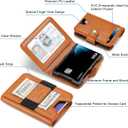 nuoku Mens Wallet, Credit Card Holder for Men, Bifold RFID Blocking Aluminum Slim Wallet for Men with Cash Strap (Brown)