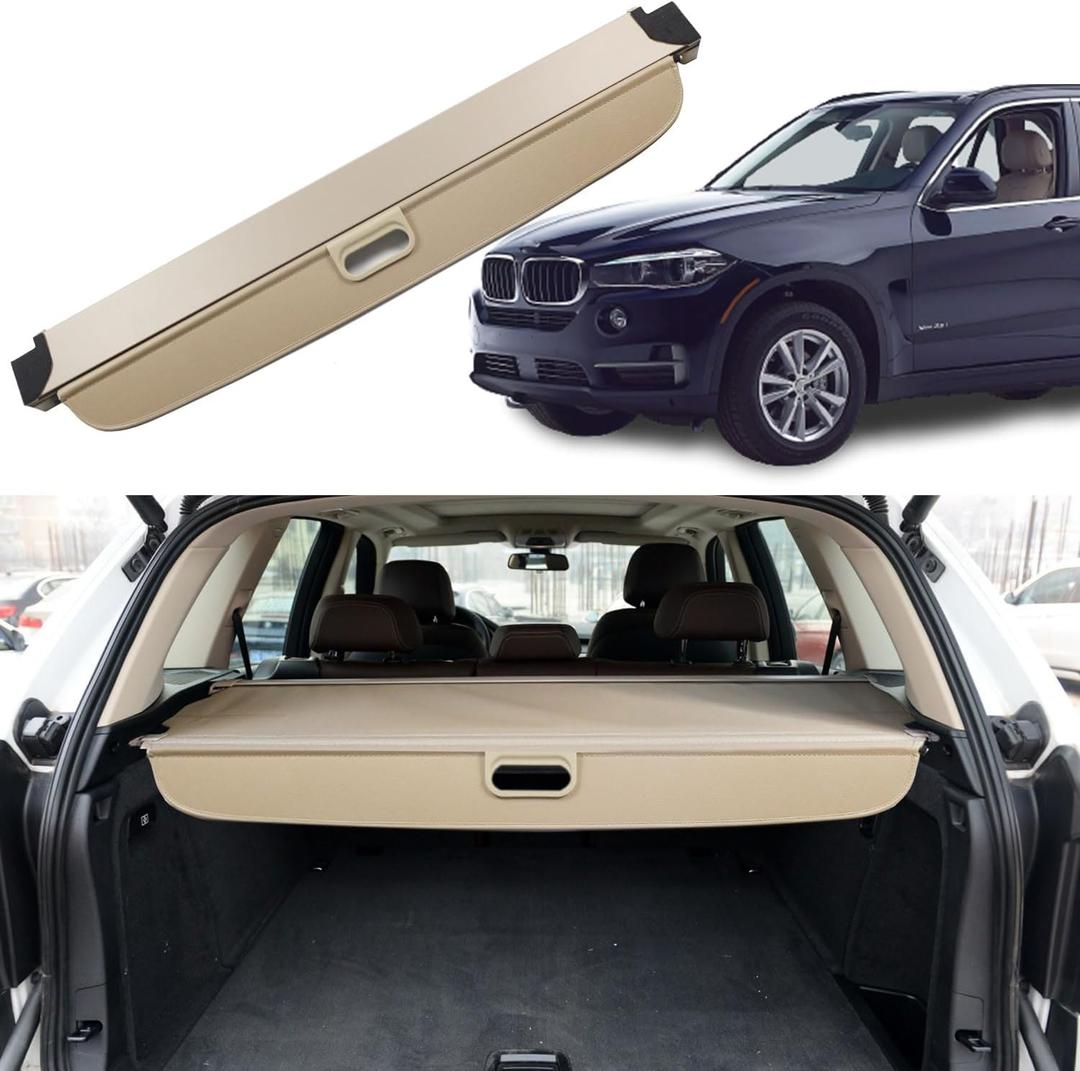 Cargo Cover for BMW X5 2007 2008 2009 2010 2011 2012 2013 2014 2015 2016 2017 2018 Trunk Cover Rear Trunk Security Cover Shielding Shade Car Accessory, Beige