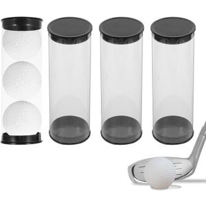 4pcs Clear Golf Ball Tubes with Caps, Waterproof Golf Carrying Case Plastic Barrel Thickened Golfs Display Holder Golfs Ball Container Box for Home Store Display Use, 4