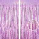 Light Purple Fringe Curtain Backdrop, 2 Pack Tinsel Foil Fringe Curtains Party Decorations Streamers, Xmas Light Purple Metallic Glitter Backdrop for Birthday Wedding Bridal Shower Photo Booth