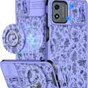 Buleens for Moto G Play 2024 Case 4G - with Ring Stand & Camera Cover Aesthetic Cute Designed for Women Girls Kawaii Flowers Floral Girly Phone Case for Motorola G Play 2024 4G Compatible with Magsafe