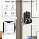 Veise VE018 Smart Knob Handle Lock - Fingerprint, App Control, Keyless Entry for Front Door and Bedroom, Electronic Digital Keypad, Auto Lock, Remote Access Sharing, IP55 Weatherproof, Matte Black