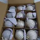 DN DECONATION Christmas Ball Ornaments Set of 12  3.14 White & Gold Vintage Glass Ornaments with 3D Surface, Elegant Glass Christmas Decorations for Tree, Holiday Winter Dcor & Parties