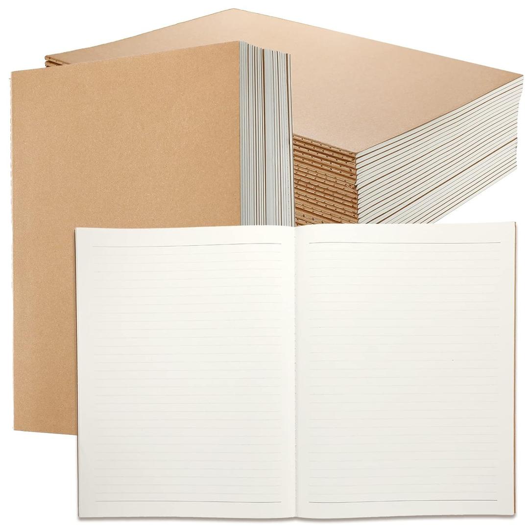 Lincia 24 Pack Large Kraft Notebooks Bulk, 8.5 x 11 Inch College Ruled A4 Subject Diary Journals Notebooks for Office Notes Writing Supplies, 60 Pages