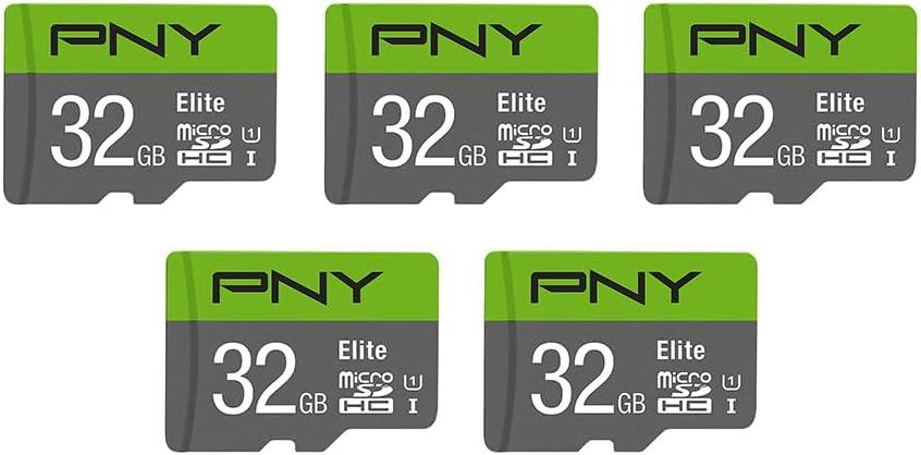 PNY Elite Dash Camera Class 10 U1 V10 microSDHC Flash Memory Card - up to 100MB/s Read Speed, Full HD Photo & Video, Ideal for Dash Cams, Compatible with DSLR Cameras, HD Video Cameras, 5-Pack