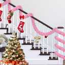 50 Feet Pink Christmas Tinsel Garland for Christmas Tree Decorations, Xmas Metallic Twist Shiny Hanging Garland Decor for Mantle Stairs Fireplace Home Holiday Indoor Outdoor
