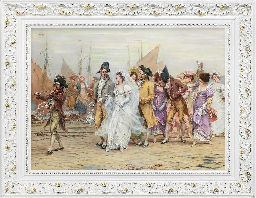 Ornate Canvas Frame for 20x30 Oil Paintings, DIY Wood Open Back Frame for Rustic Farmhouse Modern Home Decor, No Backboard & Cover, White Empty Frame for Fine Art Sunset Sunrise Landscape